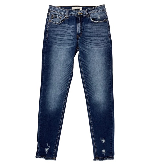 KanCan Denim - KanCan Mid Rise Ankle Skinny Jeans Distressed KC8376D Blue Size 11/29